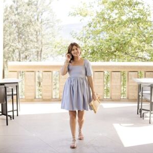 Smash + Tess / Jillian Harris Sunrise Puff Sleeve Mini Dress Blue XL